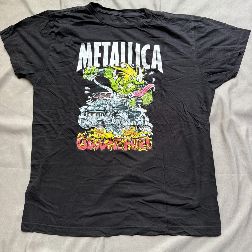 Metallica Band Shirt Medium Black Gimme Fuel Metal Rock Music Hot Rod Monster